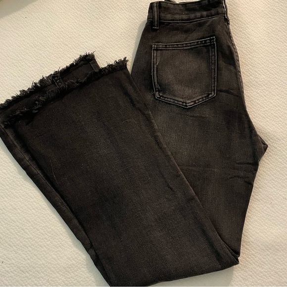 Y2K baggy wide leg denim jeans with Butterfly Detail bell bottoms Size 2 NEW - Picture 3 of 16